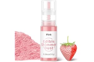 Wwtop Paillettes Comestibles, 10g Paillettes Alimentaires Comestibles Spray, Colorant Alimentaire Poudre, Poudre de Poussière Comestibles pour Boissons, Gâteaux, Cocktail,Chocolat, Bonbons (Rose)