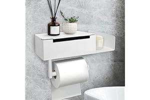 SEHAUSEU Toilettenpapierhalter Edelstahl, Rollenhalter Selbstklebend Oder Bohren, WC Klopapierhalter für Toilette Badezimmer Küche (Weiß, Stil B)