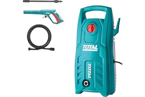 TOTAL TOOLS Total - Hidrolimpiadora de Agua a Presión | Potencia de 1400 W | Motor de Escobillas de Carbón | con Manguera de 5 m y Cable | Presión Máxima de 130 Bar