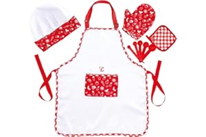 Hape - Kit da Chef con cappello da cuoco, grembiule, guanto da forno e misurini per gioco di ruolo bambini dai 3 anni in su
