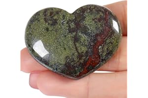 AWARDSEN 45 mm Bloodstone Crystal Heart, Big Healing Crystals Stone, Natural Love Hearts Gemstones, Pocket Palm Stones for Anxiety Relief, Crystal Gifts for Women, Valentines Day Gifts for Her