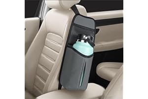 Linkidea Car Seat Side Water Bottle Organizer Compatible with Yeti Rambler Bottle 26oz/36oz, Hydro Flask 32oz/40oz, Vehicle Seat Side Storage Hanging Bag for Large Water Bottle Holder, Grey