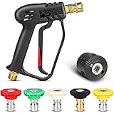 Qooltek High Pressure Washer Gun with 5 Detachable Spray Nozzle Tip, 1/4" Quick Connector & Adapter for Karcher, M22-14mm Fit