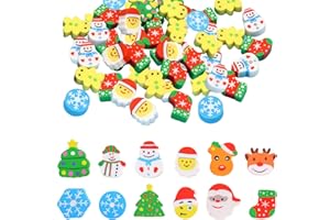 GWAWG 120 szt. mini gumek bożonarodzeniowych, nowość Święty Mikołaj piernikowy człowiek gumki, nowatorskie gumki do ołówków, świąteczne gumki do ścierania na przyjęcia dla dzieci i nagrody w klasie