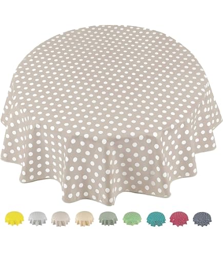 Tovaglia Rotonda In Tela Cerata Plastificata, Diametro 140 Cm, Colore Blu-grigio, Antimacchia E Lavabile