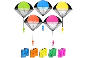 gotyou Parachute Jouet Enfant 10 Pièces Jouet de Parachute Jouets de Vol en Plein Air Cadeau Lancer Parachutiste Lancer des Jeux de Parachute pour l'extérieur