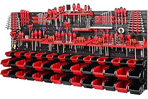 PAFEN Tablica narzędziowa 1728 x 780 mm, ścianka warsztatowa do garażu, 50 kuwet, uchwyty półki na narzędzia