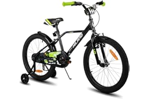 ‎HH HILAND Hiland 12/14/16/20 Zoll Kinderfahrrad für Jungen 3-10 Jahre, mit Stützrädern, Jungen Fahrrad mit Handbremse und Rücktrittbremse, Schwarz/Grün/Blau