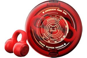 ZOMBIES CAT Open Ear kopfhörer Bluetooth 5.3 Tiefe Bässe knochenschall kopfhörer Exklusive Lichteffekte Clip on kopfhörer Sport, B3 Rot
