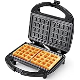 YASHE Waffle Maker, 750W Electric Non-Stick Waffle Iron Machine, Dual Belgian Waffle Machine, Automatic Temperature Control, 