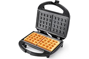 YASHE Waffle Maker, 750W Electric Non-Stick Waffle Iron Machine, Dual Belgian Waffle Machine, Automatic Temperature Control, Cool Touch Handle
