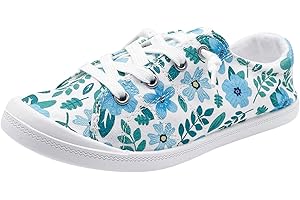 LUCKYWAQNG Baskets d'été pour femme - En toile légère - Chaussures plates - Motif imprimé - Mocassins respirants - À enfiler - Pour la marche en plein air - Chaussures de course décontractées - Chaussures de