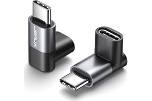 JSAUX 90 Degree Right Angle USB C Male to USB C Female Adapter, 2-Pack USB Type C 3.1/40Gbps PD 100W Fast Charge Extender Compatible with Steam Deck, ROG Ally, Switch, iPhone 16/15, Laptop, Tablet