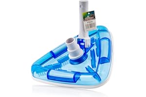 Zelsius pool brush with 7 brushes | Triangular | Pool floor cleaner for Ø 32/38 mm | Pool vacuum cleaner head with brush | Weighted triangular pool vacuum head | Above or in ground pool | Without Pole