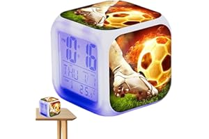 Goowafur Sveglia da calcio, sveglia per bambini, orologio digitale con luci LED - Sveglia per bambini, sveglia da comodino per il calcio, orologio digitale, decorazione per la casa