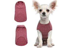 Hjumarayan Pull Fin pour Chien - Pull Fin et élastique - Lavable - Rayé - pour Chihuahua, Yorkshire Terrier, Rouge XS