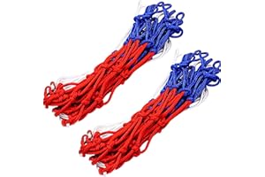 Fodlon Pack of 2 Ultra Heavy Duty Basketball Net Replacement Strong and Durable Nylon Brained Tri-colored Basketball Hoop Net Accessories for Outdoor Indoor Sports 12 Loop