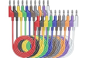Cleqee 10 unidades apilables de banana a conector banana, cable de prueba eléctrico suave, cable de prueba de 3,3 ft/1 m para multímetro 1000 V 15 A