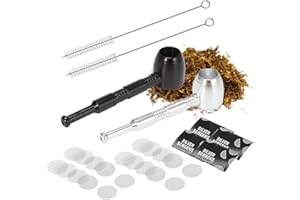 ‎LVJKES Lvjkes Mini pfeife, Tragbare metall pfeifen, Mit 4 Reinigungsbürsten und 20 Filter enthalten, Abnehmbarer kopf zur leichte Reinigung, Für Tabakwaren geeignete Metallpfeifen (2Stück/Schwarz+Silber)
