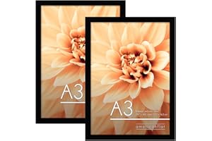 Americanflat A3 Picture Frames in Black - Set of 2 - Engineered Wood with Shatter Resistant Glass - Horizontal and Vertical Formats for Wall - 29.7x42 cm