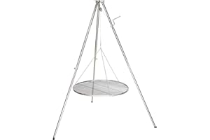 HeRo24 Trépied pivotant en acier inoxydable avec manivelle, chaîne, crochet et tourbillon, sans rouille