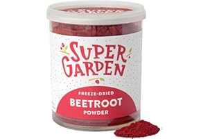 SUPERGARDEN Super Garden Poudre de Betteraves Lyophilisées - 100% Naturelle et Pure - Convient aux Végétaliens - Sans Sucre Ajouté, Sans Additifs Artificiels ni Conservateurs - Sans Gluten - Sans OGM