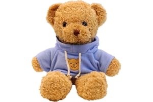 TROYSINC Teddybär Weiches Fell Teddybär mit Kapuze Tatzendruck Plüschtier Kuscheltier Stofftier Geschenk (Blue,30cm)