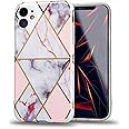 TEEKAOO Stonzo Series TPU Back Cover Case Compatible with iPhone 11- Luxurious Geometric Design with Gold Accents, Sleek and Durable Protection for Your iPhone (iPhone 11, Pink)
