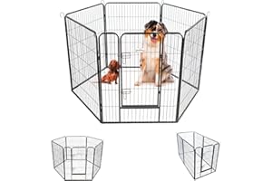 Parc Enclos pour Chien Chiot et Lapin GARDEO80x100x6, 6 Panneaux 80X100cm, 1,28M2, modulable, intérieur et extérieur, Pliable, Garantie 5 Ans, Paitsy
