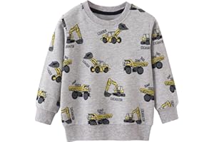 EULLA Sudadera de manga larga para niños y niños, algodón, dinosaurio, excavadora, tractor, espacio, planetas, invierno, tops 1 2 3 4 5 6 7 años 92 98 104 110 116 122