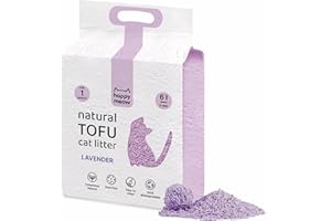 HAPPY MEOW Arena de Tofu para Gatos (6L / 2,5Kg) - Natural y Biodegradable - Aglomerante Instantáneo, Bajo en Polvo, Control de Olores Duradero, Ultra Absorbente, Desechable en el Inodoro (Lavanda)