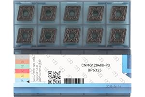 CDBP Insertos de Carburo de CNC CNMG120408 CNMG432 - mecanizado universal de acero, plaquitas de torneado -recubrimiento TiN, 10 piezas