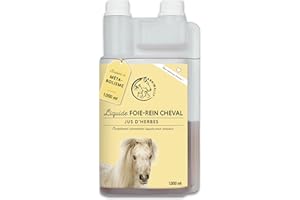 ANNIMALLY Liquide Foie-Rein pour Chevaux - Jus d'herbes de 1000 ML avec Chardon-Marie et artichaut pour Le Foie - Jus pour Les Reins pour Un métabolisme sain chez Le Cheval