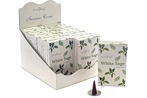 STAMFORD INC. Stamford White Sage Incense Cones-12 Packs x 15 cones, Bamboo, 7x15x23 cm