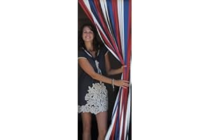 HOLLAND PLASTICS Heavy Duty Strip Blind/Fly/Door curtain for doorways- Red/White/Blue – 90 cm Width x 200cm drop complete with self adhesive fitting hooks for Upvc door frames