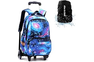 Voici et Voila Zaino con ruote, zaino per la scuola, per bambini, borsa per la scuola, per bambini, con rotelle, per bambini, per il lavoro, per lo sport, 2024 Blu, Zaino per bambini