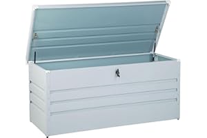 Beliani Caja de Almacenamiento para Exterior de Acero galvanizado Gris Claro 400L Cebrosa