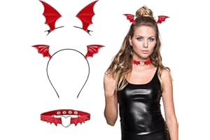 Zecouk Cerchietto Pipistrello, Orecchie Pipistrello Bambina Donna Cerchietti Halloween Accessori Capelli Fermagli Collana per Masquerade Carnival