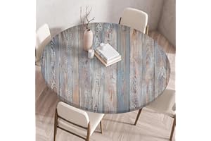 Odot Mantel Antimanchas Redondo Ajustable 120 cm, 3D Mantel Mesa Redonda Table Cloth Impermeable con Elásticos Bordes, Ideal para 110 cm-115 cm