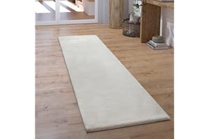 ‎PACO HOME Paco Home Teppich Läufer Hochflor Wohnzimmer Flur Flauschig Schlafzimmer Fell Kunstfell Modern Fellimitat Einfarbig, Grösse:80x300 cm, Farbe:Creme
