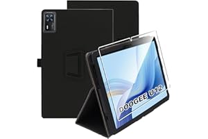zZjoOoj Funda para DOOGEE U12 12 Pulgadas,Funda Ligera Superfina con 1 Piezas Cristal Templado Protector de Pantalla y Función de Soporte,Negro