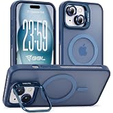 Babilden iPhone 14 Plus İ&ccedil;in Kılıf Kamera Korumalı Magsafe İle Uyumlu Kablosuz Şarj &Ouml;zellikli Mat Şeffaf Renkli Standlı Lens 