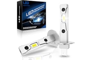 AUXIRACER Lampadina H1 LED, 180000LM, 80W,6500K luce bianca forte, faro auto, kit di conversione alogena 12V (h1(18000lm))