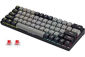 abucow Mechanical Keyboard Wired Gaming Keyboard with Colorful Backlit Custom 63 Keys (Gray-Black)