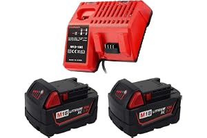 2 x M18 18V 5.0Ah batteri för Milwaukee M18 C18B M18BX M18B4 M18B5 M18 XC 48-59-1807 48-59-1806 Röd I-jon & för Milwaukee-lad