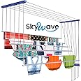 Skywave Luxury Premium Rust Proof Stainless Steel Ceiling Clothes Dryer Hanger with UV Protected Nylon Ropes Individual dropdown, Clothes Drying Rack for Balcony (3 FEET)