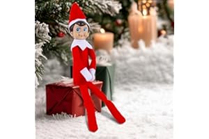 Himissy Elfo di Natale, Peluche Elfo di Natale Rosso, Vinyl Figura di Maschio femmina, davanzale, libreria Decorazioni Natalizie 17.7 Pollice (K)
