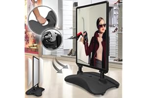 Jago® Porte-Affiches A1 - à Roulettes, Cadre en Aluminium, Double Face, Intérieur/Extérieur, Noir - Panneau d'Affichage, Support pour Publicité, Chevalet Stop Trottoir