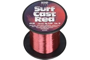 Akiro Surf Cast, Filo da Pesca Unisex – Adulto, Rosso, 0.22 mm, 6,370 kg