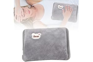 UNIHOC Bolsa Agua Caliente Electrica con Bolsillos, Recargable Portatil Bolsa de Agua Caliente Peluche, Hot water bottle Electrico, Ahorro de Energía, Más Cálida Para Manos, Calentador de Vientre(Gris)